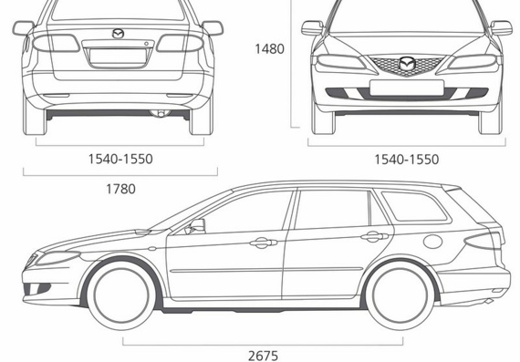 Mazda 6 Wagon (2007) (Mazda 6 Station Wagon (2007)) - drawings (figures) of the car